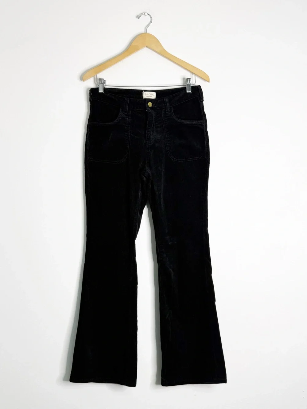 Pilcro Anthropologie Corduroy Flare Pants Black Size 29 High Rise